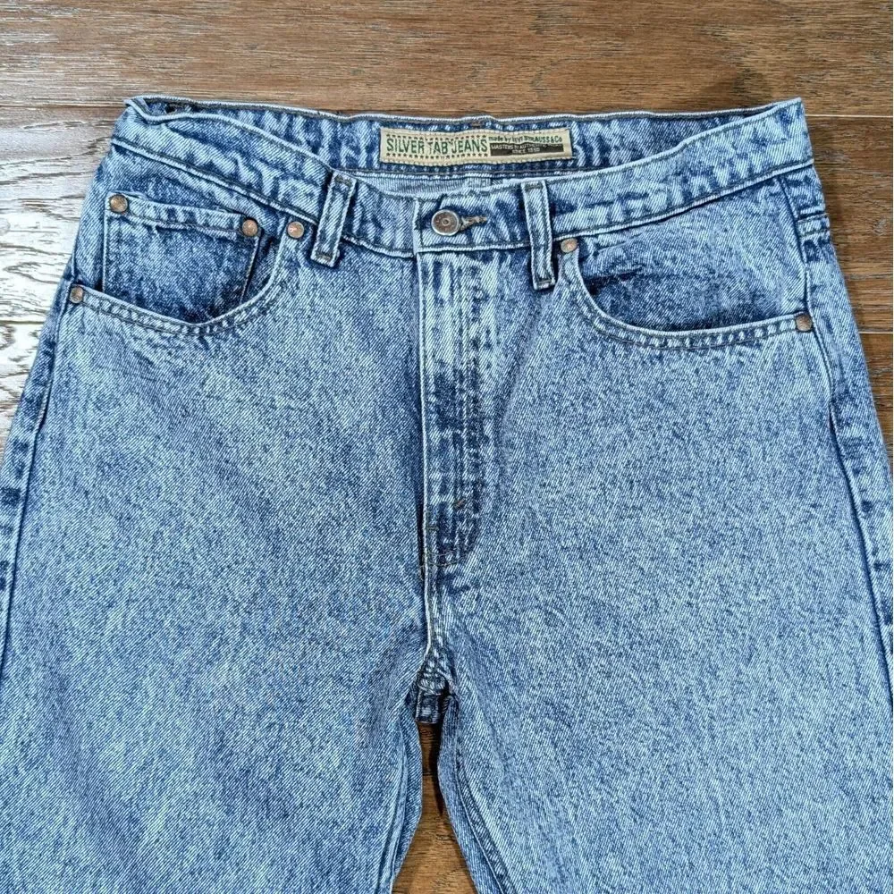 Levis Silver Tab 512 Acid Wash Jeans Men 34x34 (Actual 30x33) Vintage‎ 90's